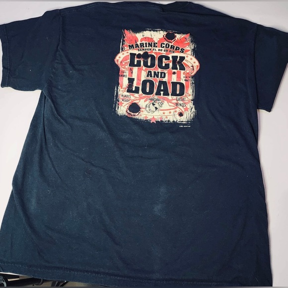 Marines Lock and Load Black T-shirt Men’s Size L - Picture 3 of 5